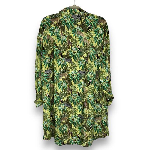 Jane + Delancey Safari Shirt Dress Jungle Animal Print Button Size Large - Picture 6 of 13